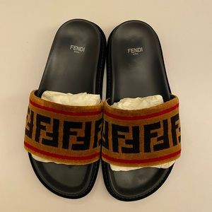 Fendi FF velvet slides